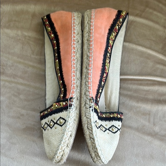 Orange & Cream Espadrilles with Geometric Trim - Picture 4 of 6
